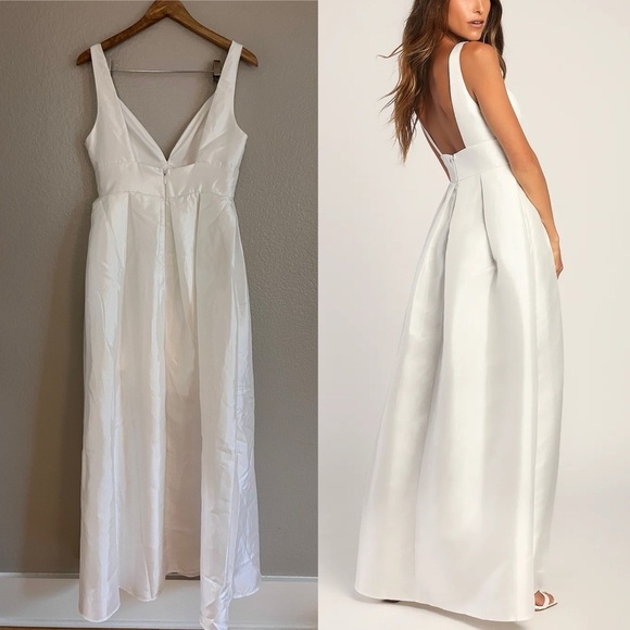 NWOT Lulus Ready For Romance Ivory Sleeveless Maxi Dress With Pockets - Picture 3 of 6